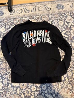 Billionaire Boys Club Black Graphic Crew Sweatshirt with Multicolor Stars